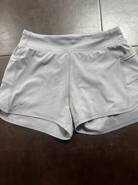 Athleta Light Gray Athletic Shorts with Wide Waistband